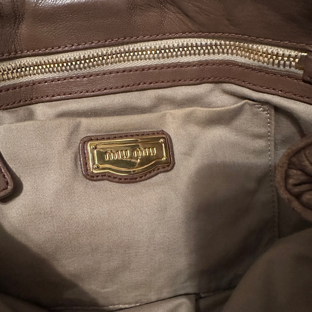 Miu Miu Brown/Mauve Quilted Leather Bag - Picture 9 of 14